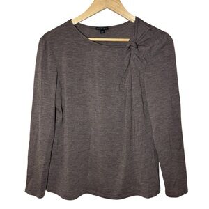 Lafayette 148 Sweater Top Women's Large Brown Wool Blend Stretch Quiet Lux FLAW